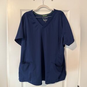 Navy Blue V-Neck Scrub Top